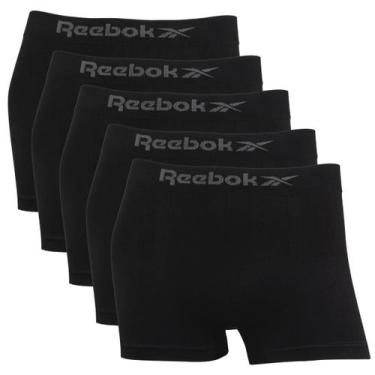 Imagem de Kit 5 Cuecas Masculina Boxer Reebok Premium Elastano Lisa, Preto, G