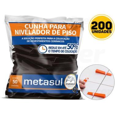 Imagem de Cunha Para Nivelador De Pisos Metasul Preto C/ 200 Und, Slim, Preto