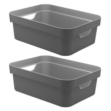 Imagem de Kit 2 Caixas Organizadora Multiuso 10,5L Mini OU Cinza Cube