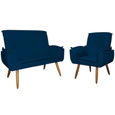 Imagem de Kit 1 Namoradeira mais 1 Poltrona Emília Suede Cores - DS Estofados, A