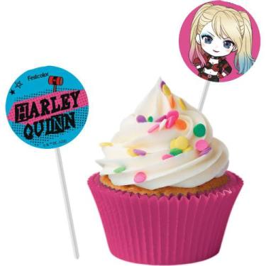 Imagem de 8 Picks Topo Decoração Doces Festa Arlequina Kids - Festcolor