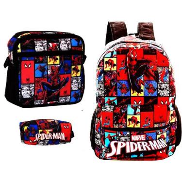 Imagem de Mochila Homem aranha Kit Estojo mochila  lancheira Costa termica - pie