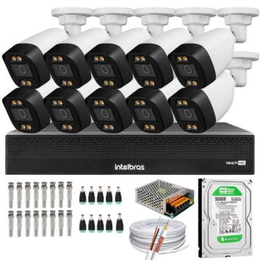 Imagem de Kit 10 Câmeras Segurança FullColor Visão Noturna Colorida 1080p 2.8mm 