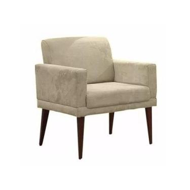 Imagem de Poltrona Decorativa Emília Pés Palito Suede - DS Móveis, Bege