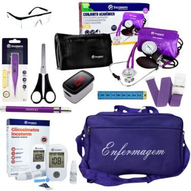 Imagem de Kit de enfermagem roxo incoterm  com oxímetro
