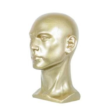Imagem de menolana Cabeça de manequim masculino, modelo de exibição de peruca, suporte multifuncional para peruca de cabeça de manequim para loja, barbearia, salão de, Ouro Champanhe