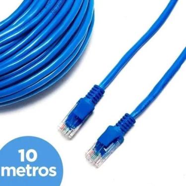 Imagem de Cabo De Rede Azul 10 Metros Crimpado Rj45 Aumenta Velocidade - New day