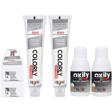 Imagem de Itely  Kit c/2 Tintas Colorly 7NI Louro Intenso 60 ml + 2 Oxily 20 Vol