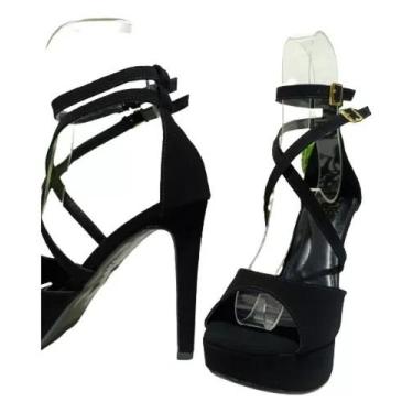 Imagem de Sandália Meia Pata Fivela Preto Salto Fino Chique Noite Fest tam 36 - 