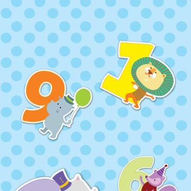 Imagem de Papel de Parede Adesivo Infantil Números Coloridos Animaizinhos Espalh