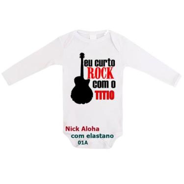 Imagem de Body bebê manga longa eu curto rock com o titio cód 01a - NICK ALOHA, 
