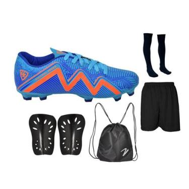 Imagem de Chuteira Campo Control Speed Gramado Travas Futebol Nova + Meião Short