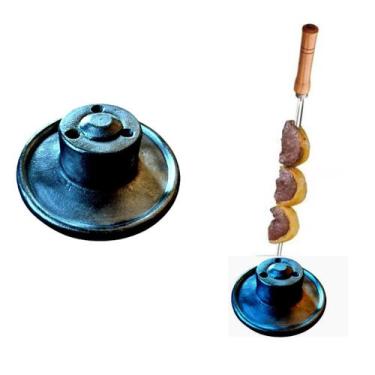 Imagem de Porta Espetos Redondo De Mesa Para Churrasco Preto - Funditex