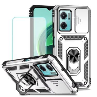 Imagem de Vokuha Capa para Redmi Note 11E, capa para Redmi 10 5G/Redmi 11 Prime 5G com protetor de tela de vidro temperado e capa deslizante para câmera, capa magnética com suporte de anel giratório de 360°