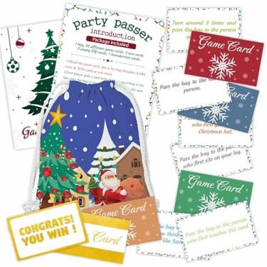 Imagem de YKYENR Christmas Blue Pass The Bag Game - 44 Game Cards & 1 Pass Bag in Total - Party Game for Adult, Holiday Group Activity & Gathering Prize Game - Home & Office Party Favor & Supplies - A02