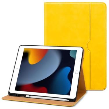 Imagem de DTTO Capa para iPad 9ª/8ª/7ª geração de 10,2 polegadas 2021/2020/2019, capa fólio de couro premium com suporte para Apple Pencil - despertar/hibernar automático e vários ângulos de visualização,