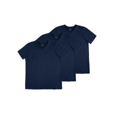 Imagem de Kit com 3 Camisetas Masculina Hering 022b, Azul marinho, G