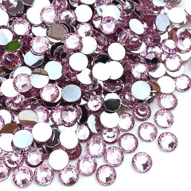 Imagem de Jmassyang 10.000 peças de strass de resina de 2 mm com strass redondo brilhante brilhante para arte de unhas canecas copos garrafas artesanato decoração roupas sapatos camisas bonés decoração (A03 rosa claro)