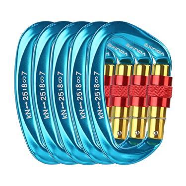 Imagem de XINDA – Bloqueio de mosquetão profissional para escalada, mosquetão resistente para escalada, montanhismo, rede, acampamento, equipamento externo, 5 pcs Blue