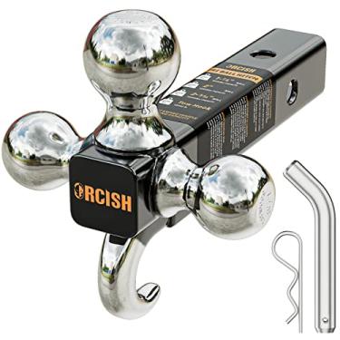Imagem de ORCISH Tri-Ball Hitch com gancho Trailer Hitch Ball Receiver Mount 1 7/8" 2" 2 5/16" reboque