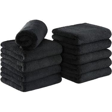Imagem de Kit 7 Panos De Prato Felpudo Atoalhado Preto Gourme Culinária Cozinha 