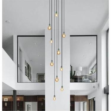 Imagem de Lustre para sala Pratic 10 lâmpadas dourado pé direito alto - Otago
