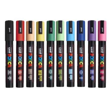 Imagem de Kit Posca PC-5M - Pacote com 10 cores variadas - UNI