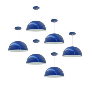 Imagem de Kit 6 Luminária Pendente Meia Lua 24cm Com Interior Branco Brilho Fiaç