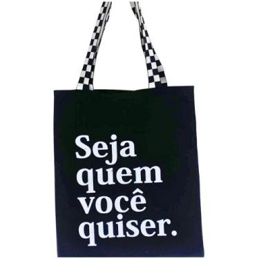 Imagem de Bolsa Ecobag 100% algodão Black Seja quem Vc  alça xadrez - CARIOCA MA