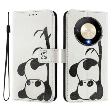 Imagem de Capa carteira para Honor Magic6 Lite, 3 compartimentos para cartão, 1 compartimento para dinheiro, capa flip de couro PU com padrão fofo, capa com fivela magnética à prova de choque, compatível com