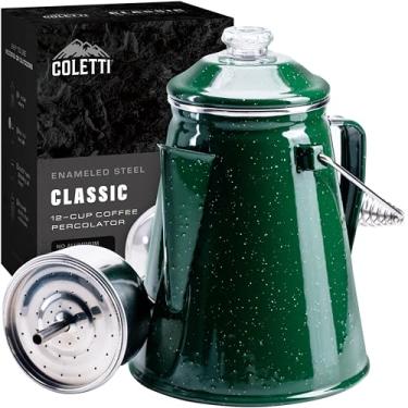 Imagem de COLETTI Cafeteira Clássica — Cafeteira para Acampamento, 12 Xícaras (Verde)