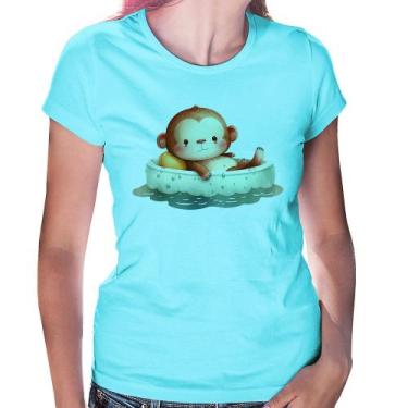 Imagem de Baby Look Ursinho Bebê Na Piscina  - Foca na Moda, Azul claro, GG