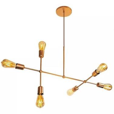 Imagem de Pendente Sputnik Gun + 6 Lâmpadas Filamento Carbono - I9LED, Cobre