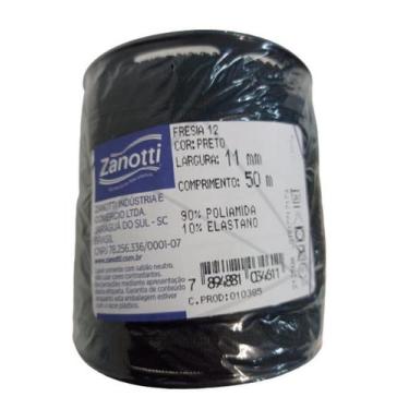 Imagem de Elastico Rolo C/ 50 Metros Fresia 12 Zanotti 11mm F06, Preto