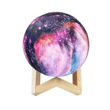 Imagem de Luminária Planetária Lua Cheia 3D 7 Cores RGB Touch - Luminus, Azul