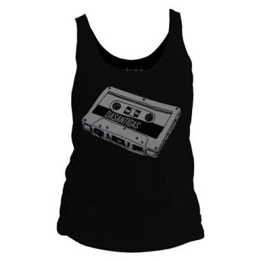 Imagem de Camiseta regata feminina - Fita K7. - DASANTIGAS, Preto, Preto, G