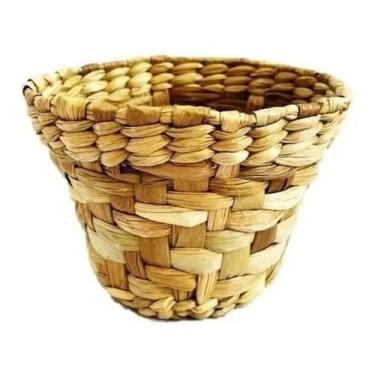 Imagem de Vaso Cachepo Cesto Palha Trançado Decoração Redondo 10x14 - Flora Full