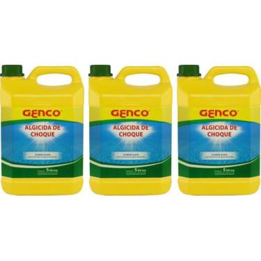 Imagem de 3 Galão Algicida De Choque 5 Litros Genco Limpeza Agua Verde
