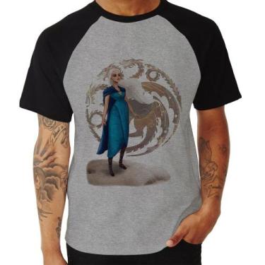 Imagem de Camiseta Raglan Daenerys Targaryen Art - Foca na Moda, Cinza, Preto, P