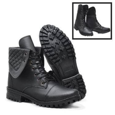 Imagem de Bota Coturno feminino Cano 2 em 1 - Romacini, Preto, 38