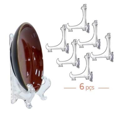 Imagem de Kit 6 Peças Suporte P/ Pratos Acrílico Transparente 17,5cm