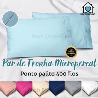 Imagem de Par de Fronhas Avulsas Micropercal Cores Lisas Ponto Palito - RECH ENX