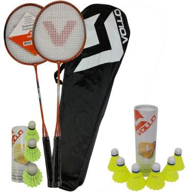 Imagem de Kit Badminton Iniciante 2 Raquetes e 3 Petecas VB002 Vollo Sports + 6 