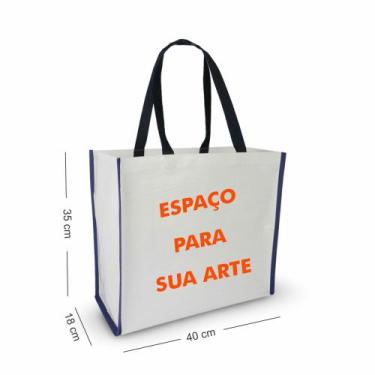 Imagem de 20 Sacolas de Ráfia Laminada 120 GR Personalizadas - Rode, Azul marinh
