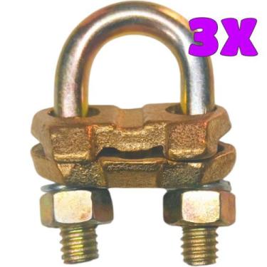 Imagem de Kit 3 Grampo Conector Gtdu Terra Aterramento Duplo Tipo U para Haste d