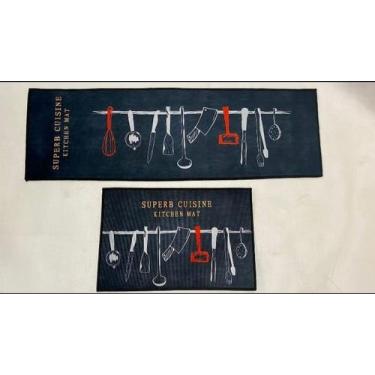 Imagem de Kit Passadeira Tapete de Cozinha Antiderrapante Fast Food - Casa Pedro