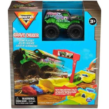 Imagem de Monster jam carrinho e rampa com lancador 1:72 sunny, Grave digger, UN
