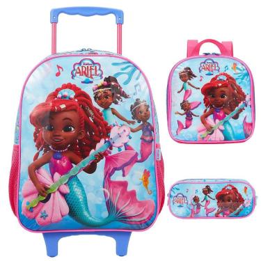 Imagem de Kit Mochila de Rodinha Lancheira Estojo Xeryus Ariel PS 