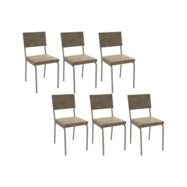 Imagem de Cadeira de Cozinha Zaria 2C128 Kit 6 Un Niquel/Bege A036 Suede Suede -