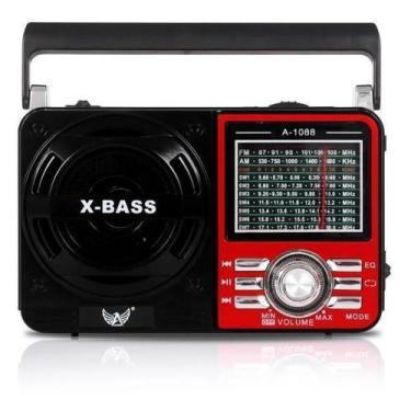 Imagem de Rádio Retro Vintage Bluetooth Portátil Amfm Mp3Usb Vermelho - Altomex